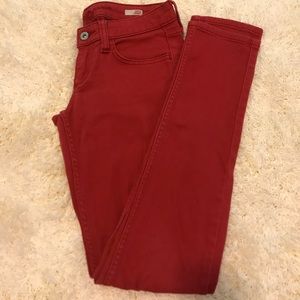 Red skinny jeans